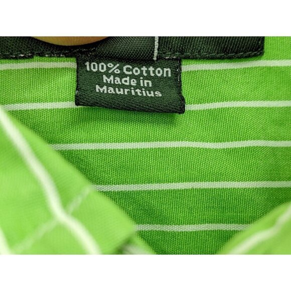 J Crew Tailored Fit Button Shirt Men's Large Green White Stripe Long Sleeve - Picture 4 of 8